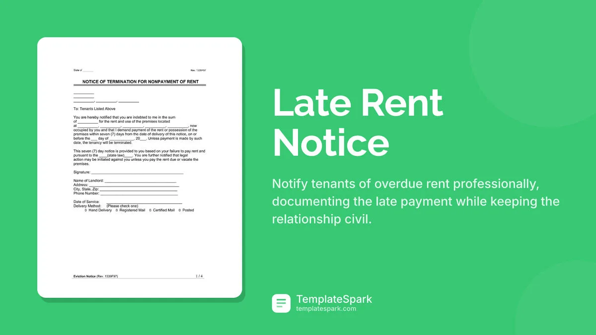 Late Rent Notice Late Rent Notice
