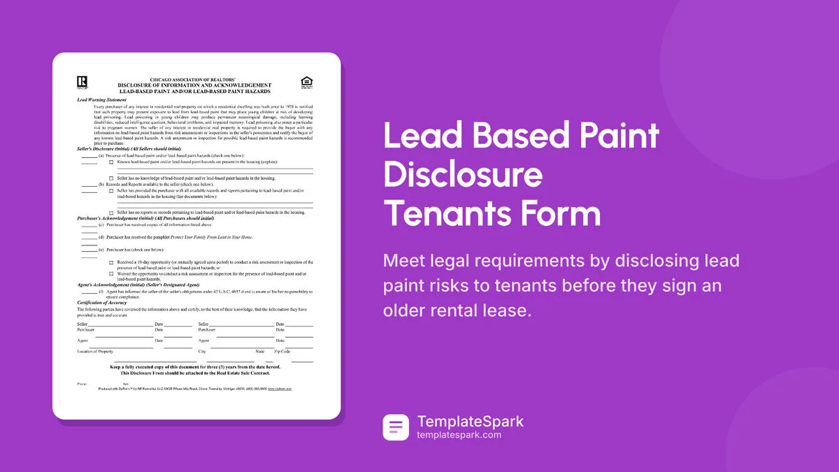 Lead Based Paint Disclosure Tenants Form Lead Based Paint Disclosure Tenants Form