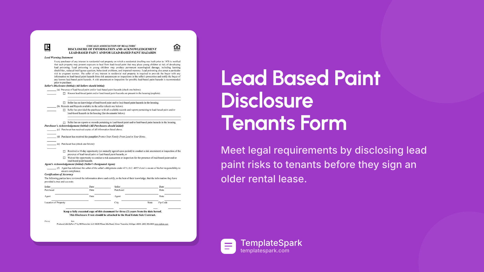 Lead Based Paint Disclosure Tenants Form
