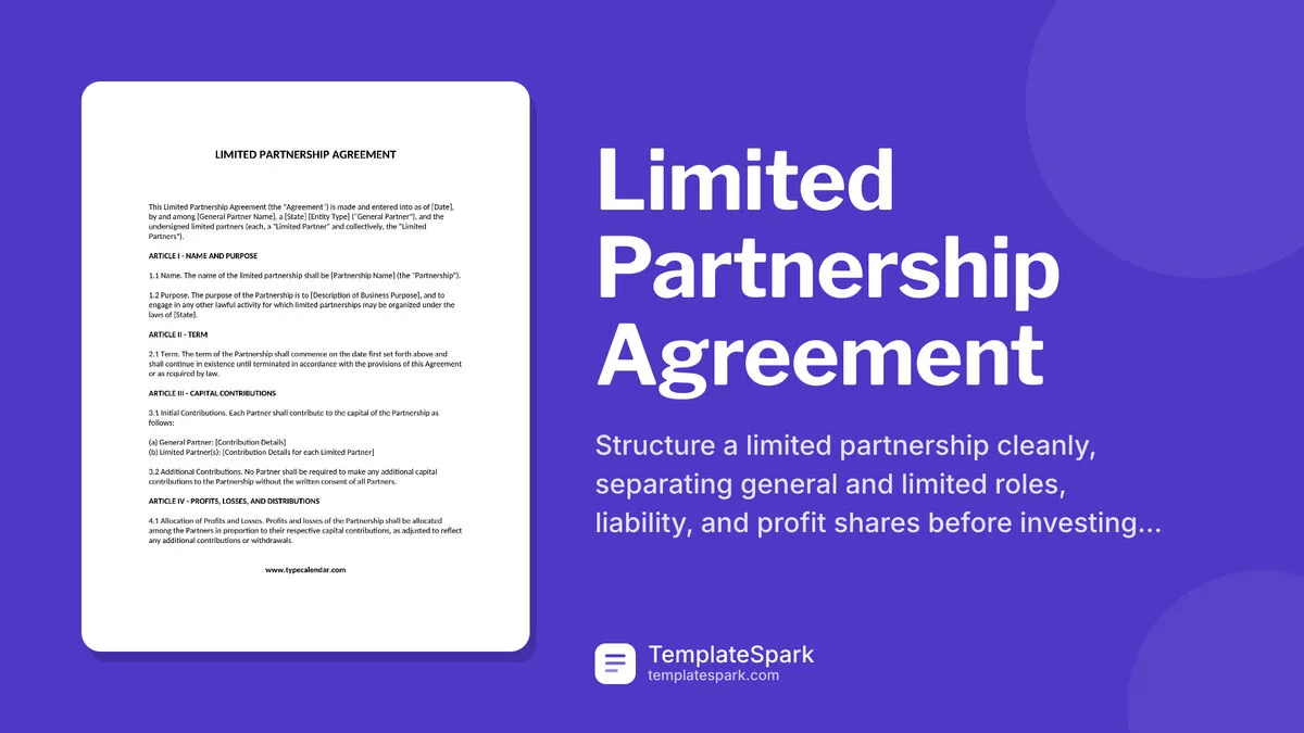 Limited Partnership Agreement Limited Partnership Agreement
