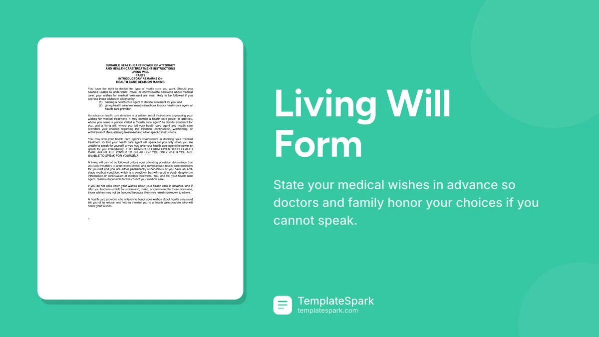 Living Will Form Living Will Form