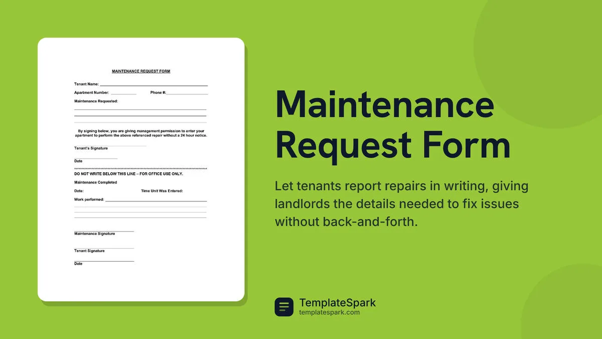 Maintenance Request Form Maintenance Request Form
