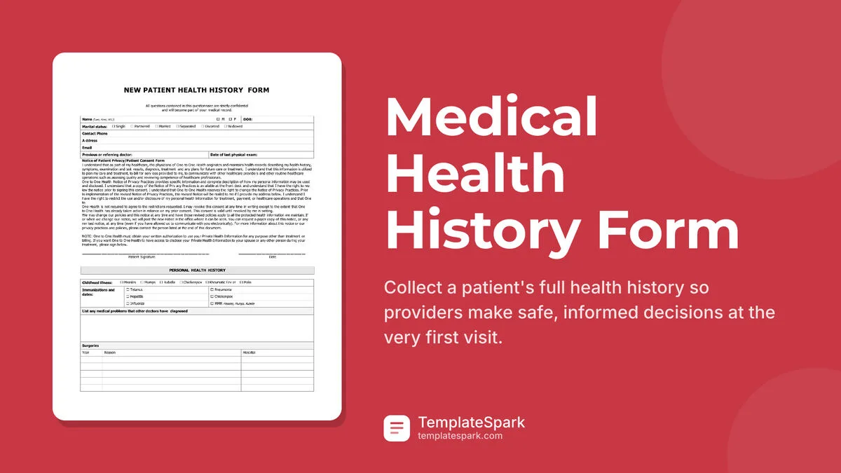 Medical Health History Form Medical Health History Form