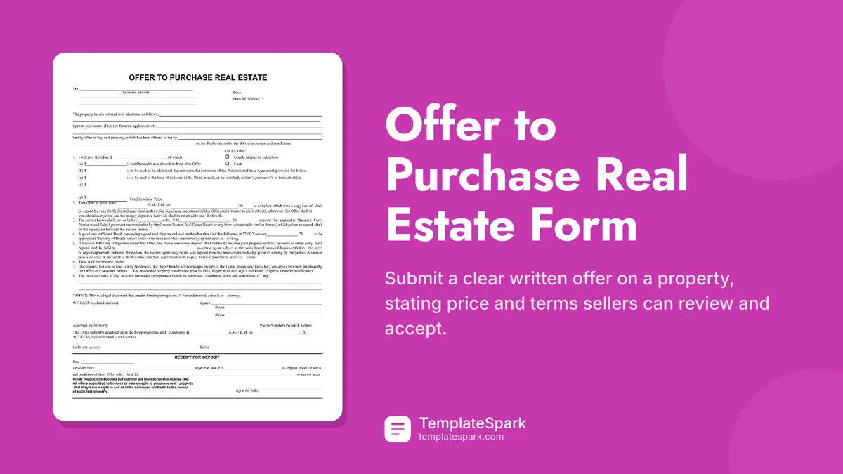 Offer to Purchase Real Estate Form Offer to Purchase Real Estate Form