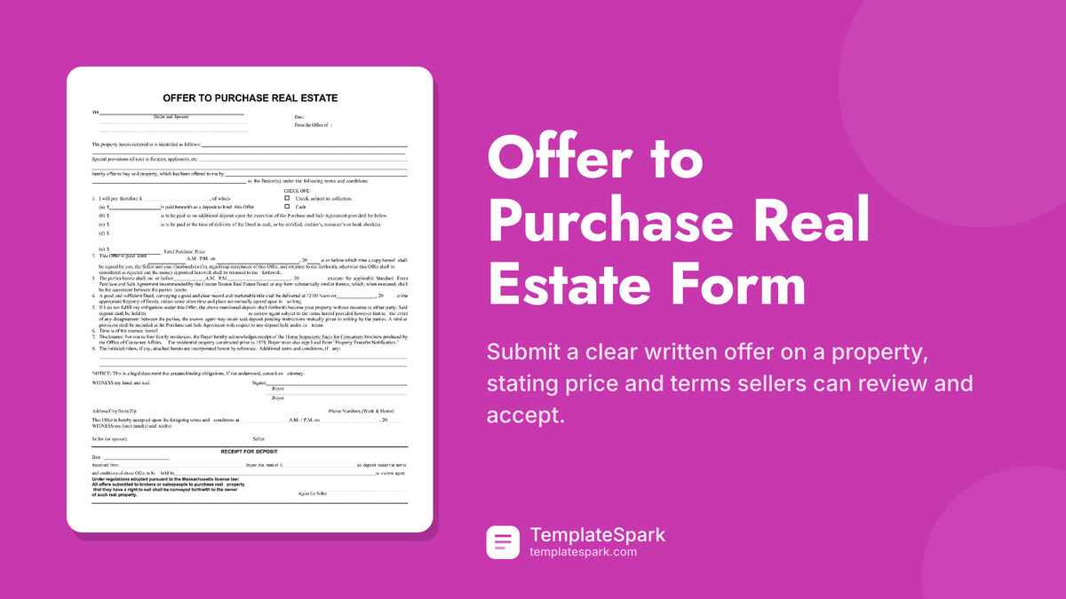 Offer to Purchase Real Estate Form