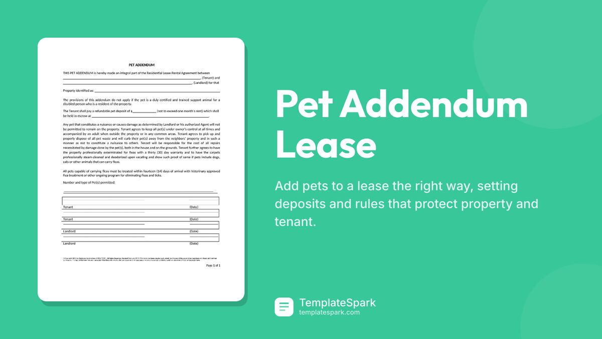 Pet Addendum Lease preview