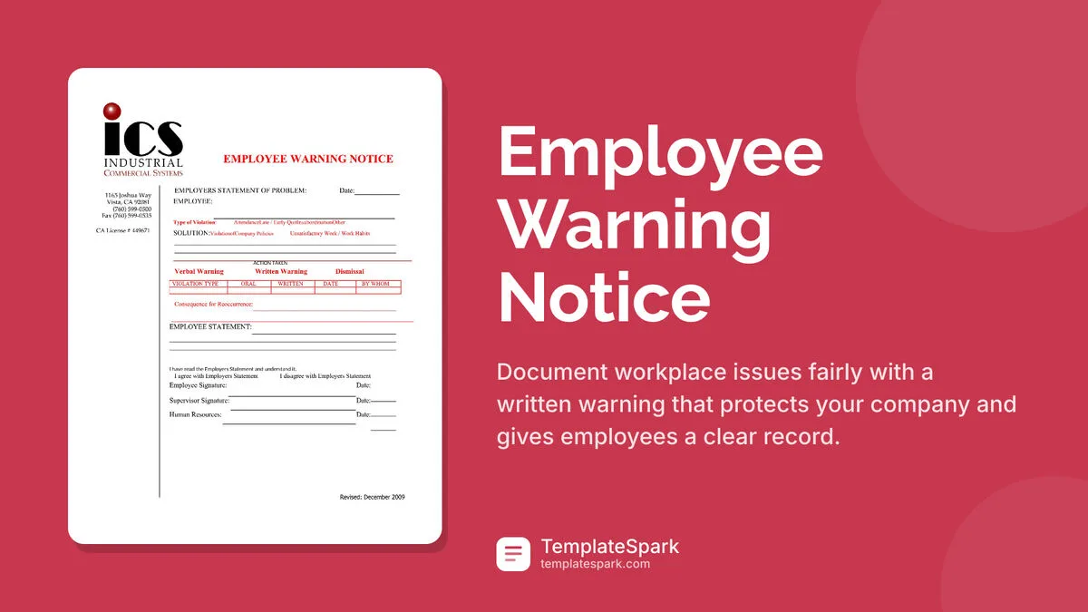 Employee Warning Notice Employee Warning Notice