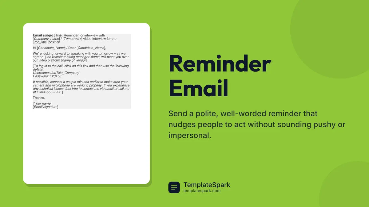 Reminder Email Reminder Email