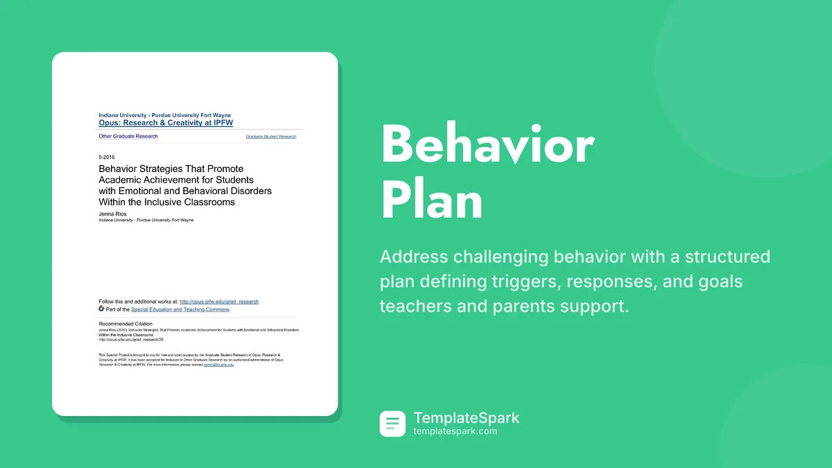 Behavior Plan Behavior Plan