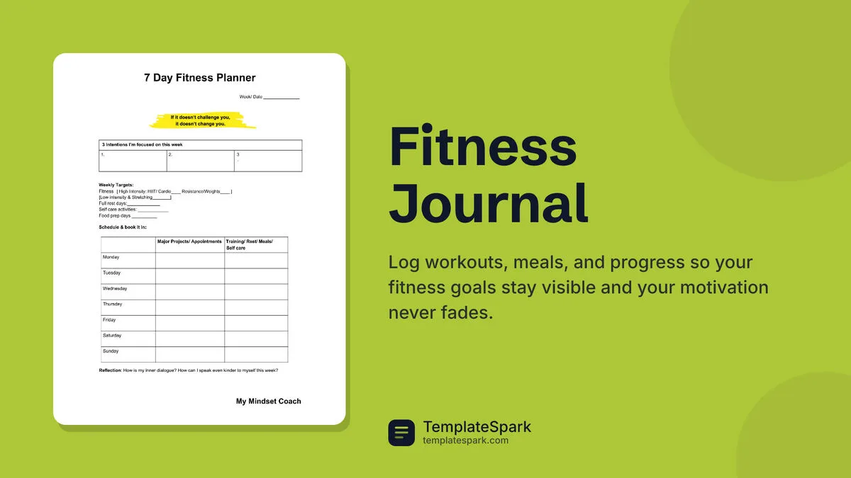 Fitness Journal Fitness Journal
