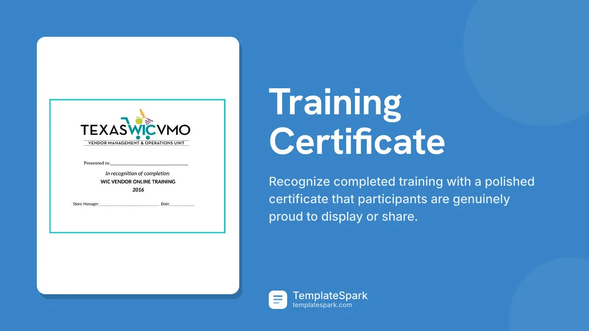 Training Certificate Training Certificate