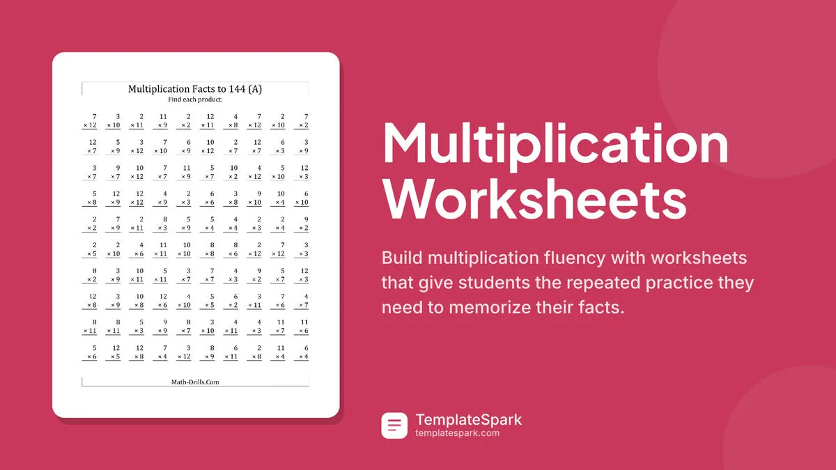 Multiplication Worksheets Multiplication Worksheets