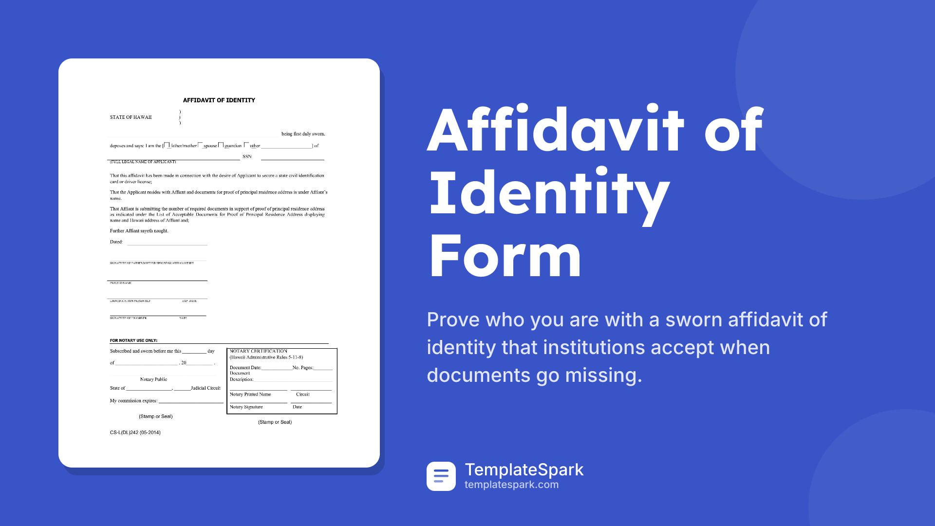 Affidavit of Identity Form