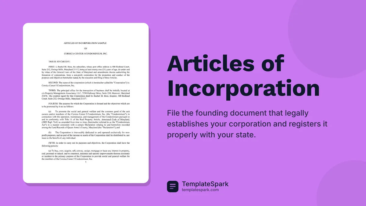 Articles of Incorporation Articles of Incorporation