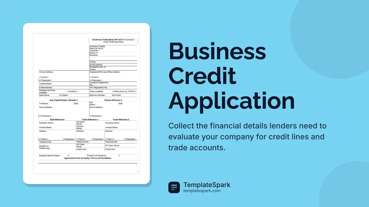 Business Credit Application Business Credit Application