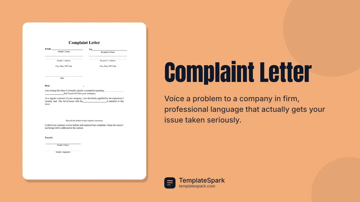 Complaint Letter Complaint Letter