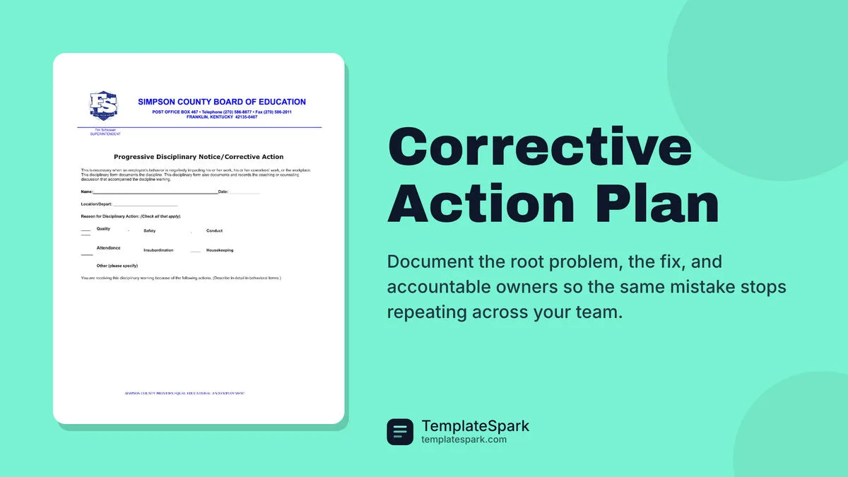 Corrective Action Plan Corrective Action Plan