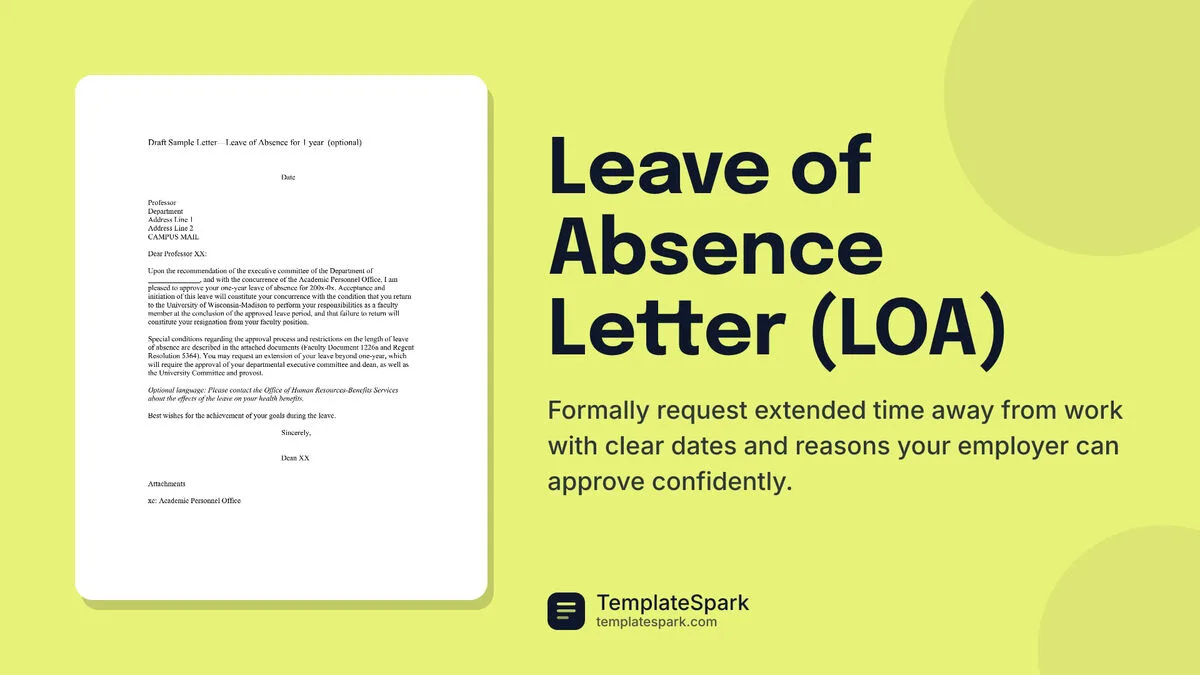 Leave of Absence Letter (LOA) Leave of Absence Letter (LOA)