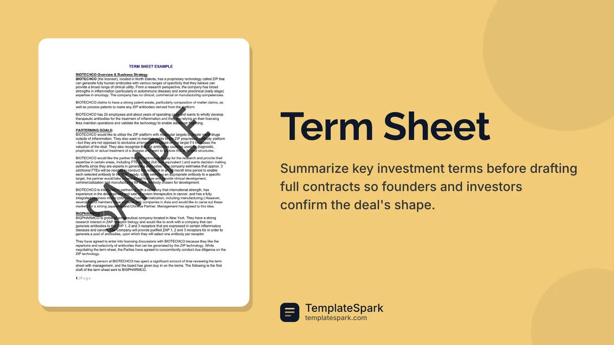 Term Sheet Term Sheet