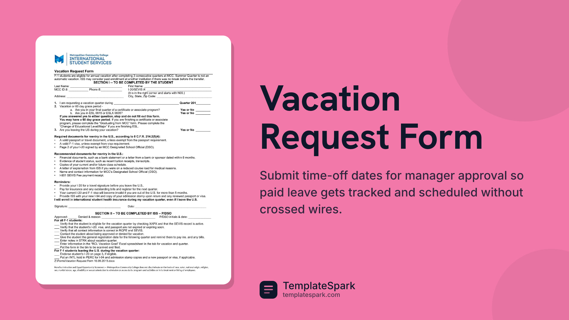 Vacation Request Form preview