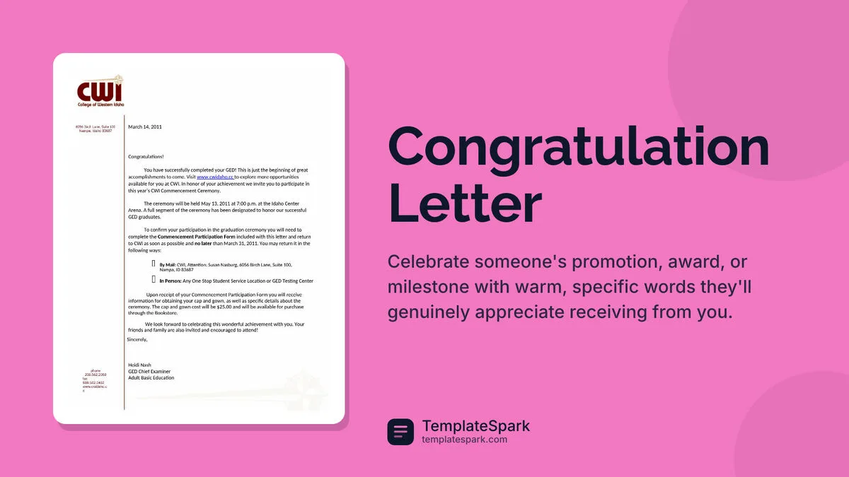 Congratulation Letter Congratulation Letter