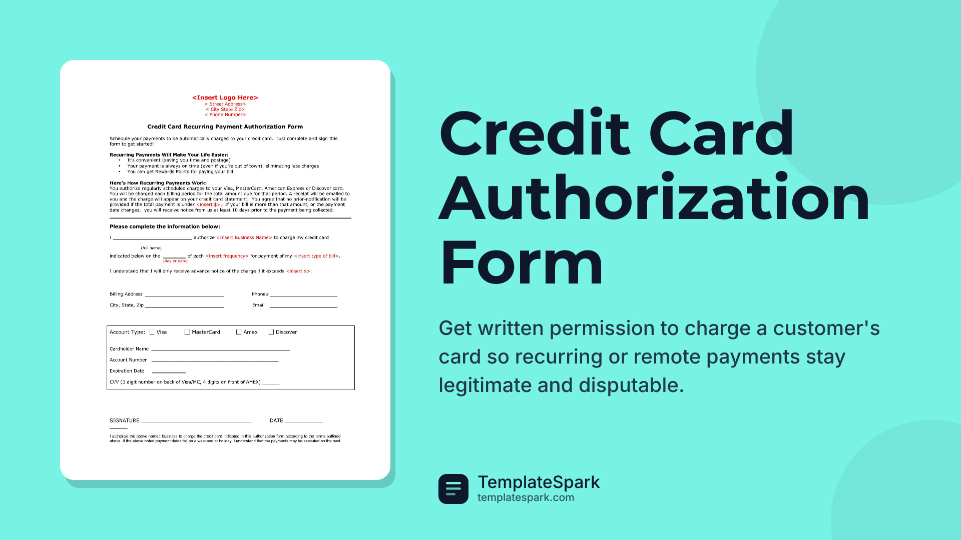 Credit Card Authorization Form