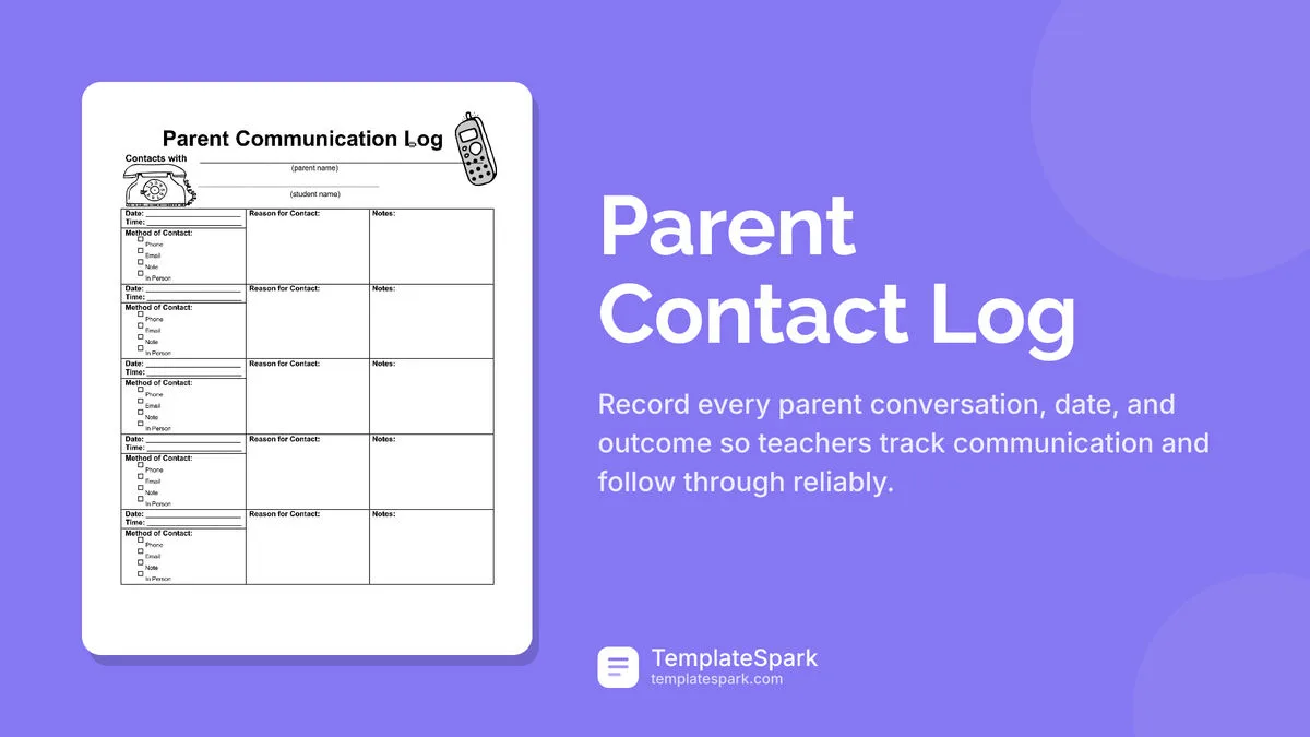 Parent Contact Log Parent Contact Log