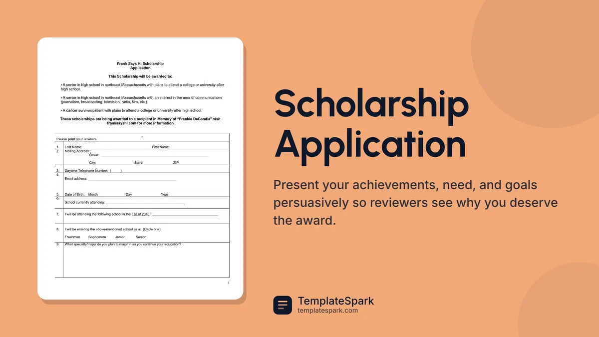 Scholarship Application Scholarship Application