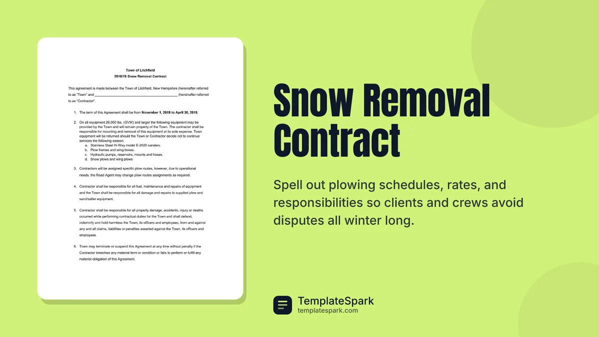 Snow Removal Contract Snow Removal Contract