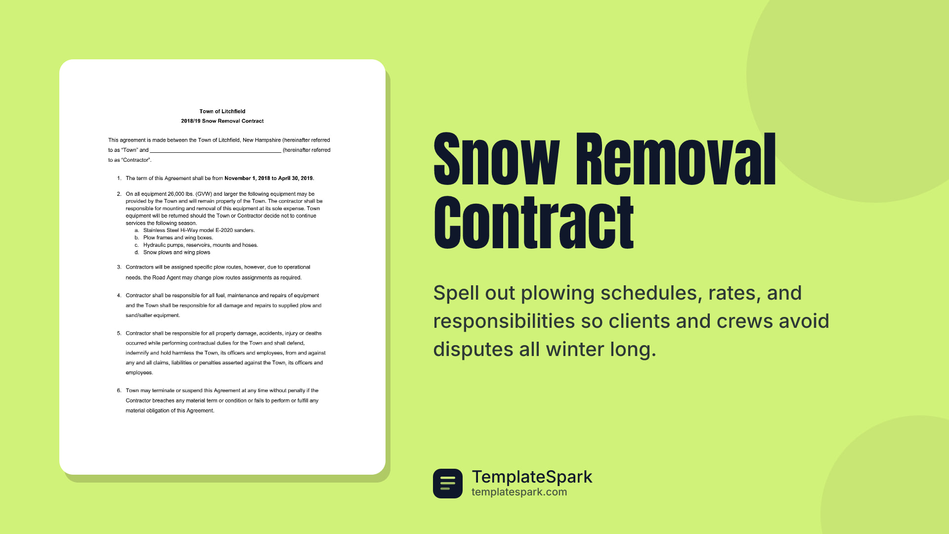 Snow Removal Contract