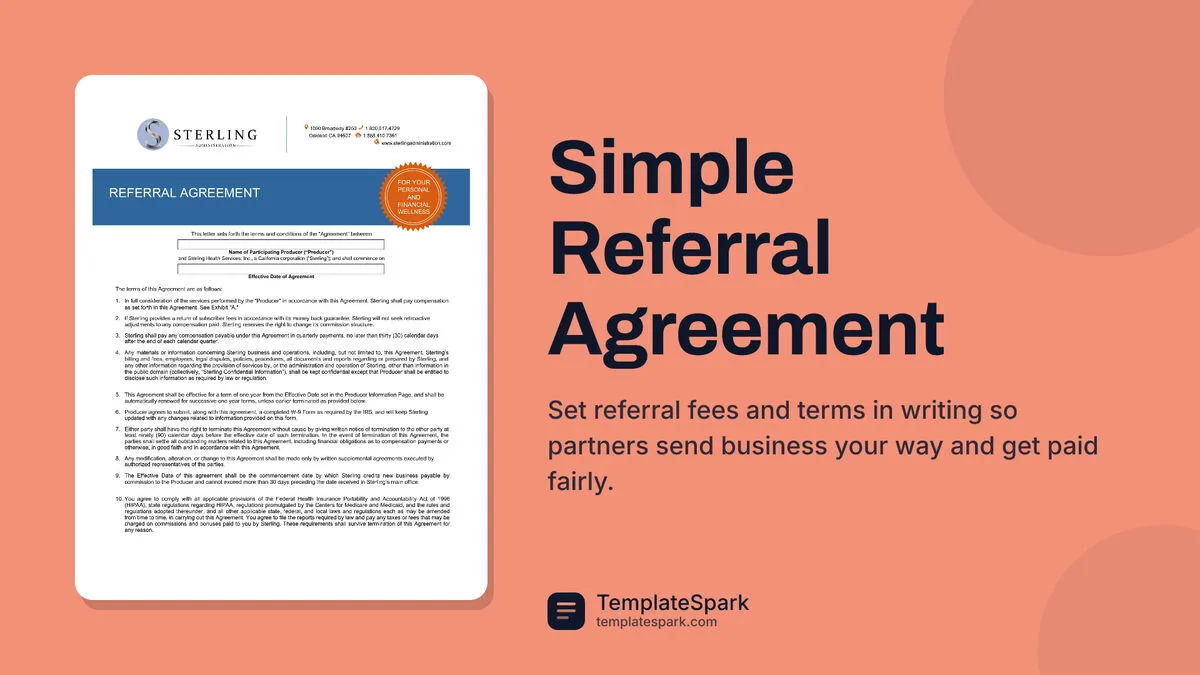 Simple Referral Agreement Simple Referral Agreement