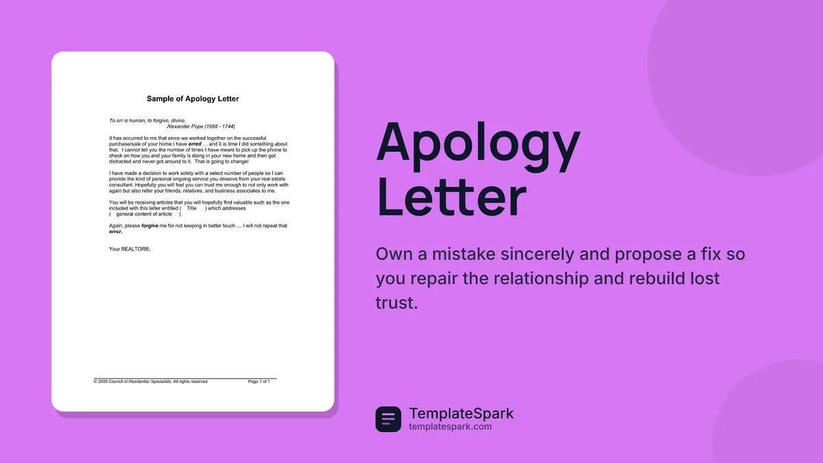 Apology Letter Apology Letter