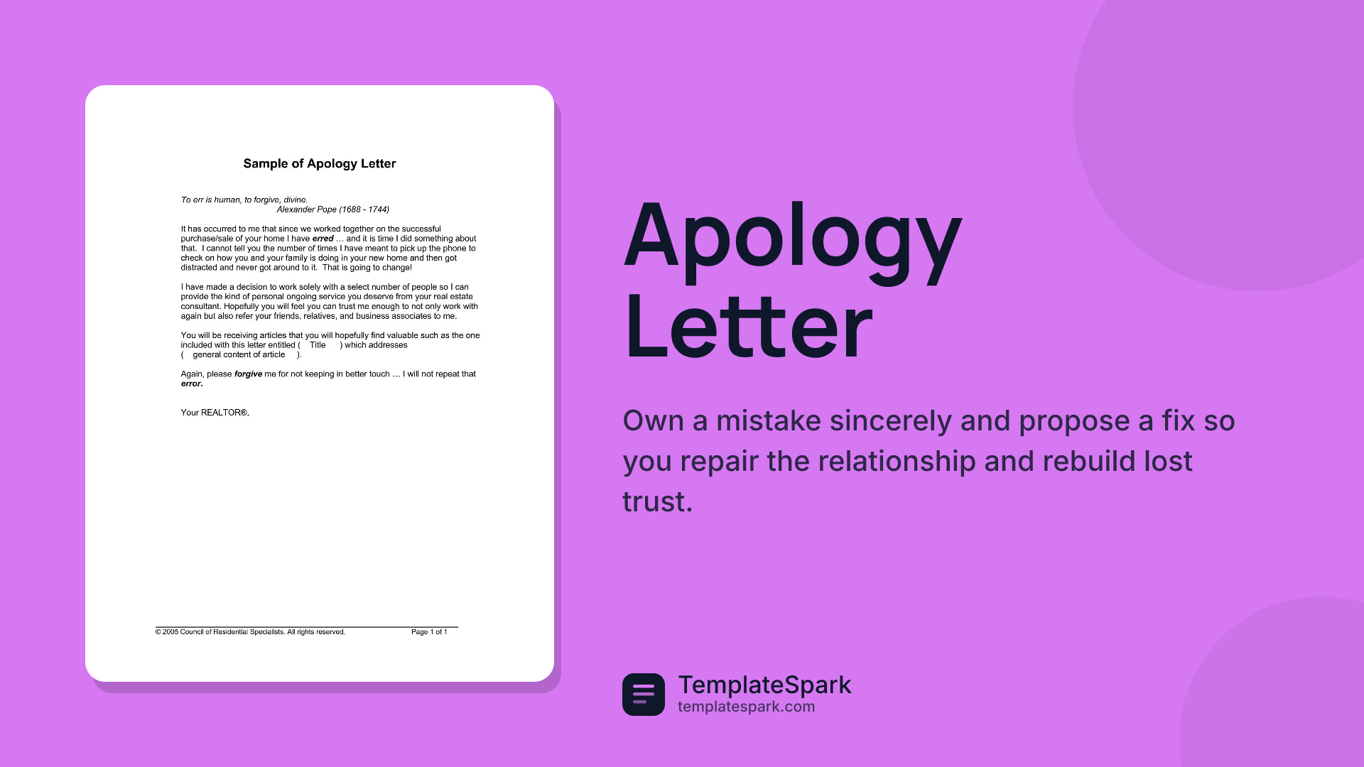 Apology Letter