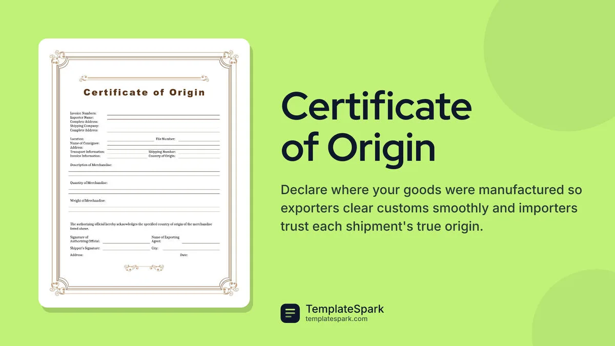 Certificate of Origin Certificate of Origin