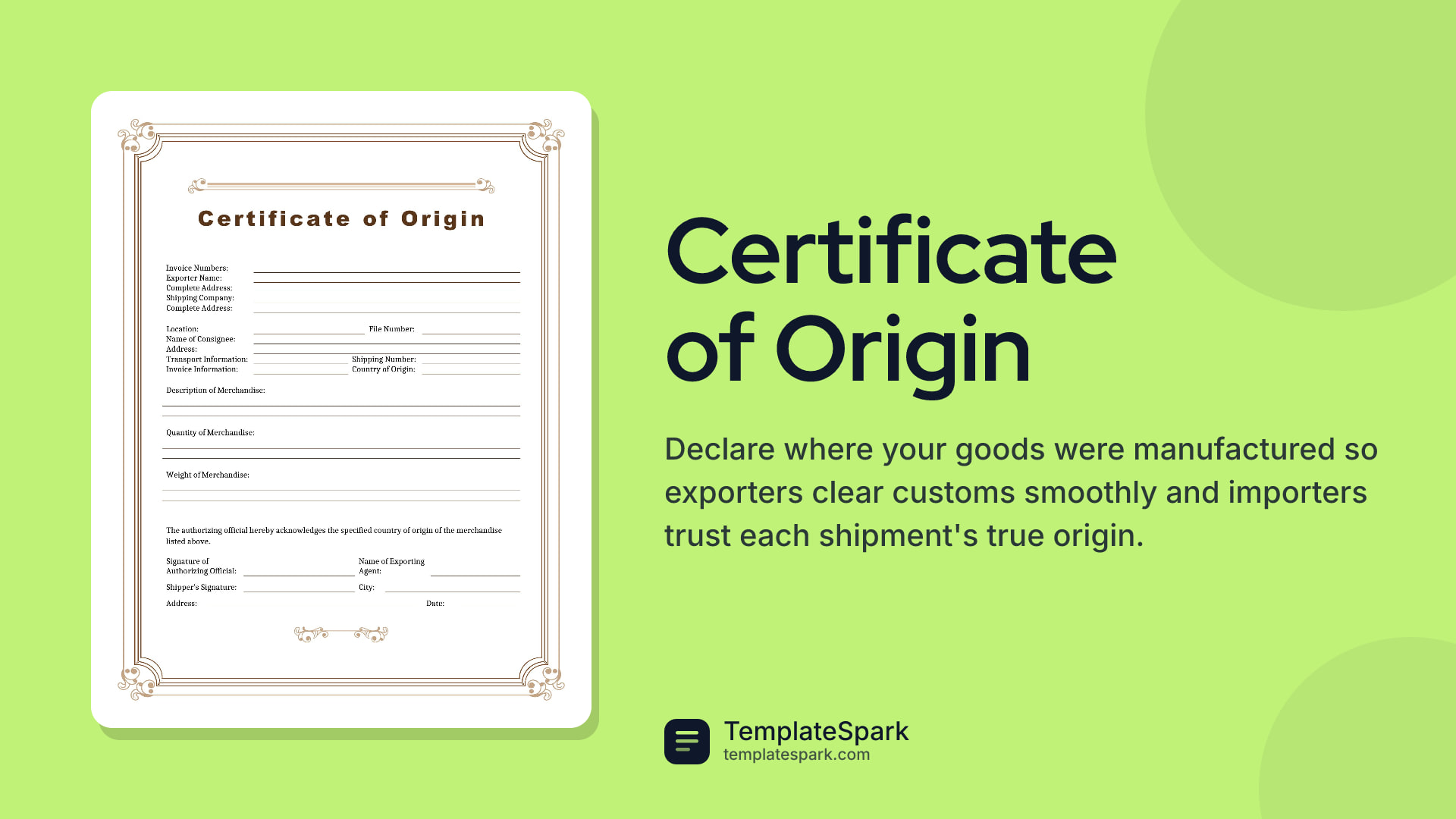 Certificate of Origin