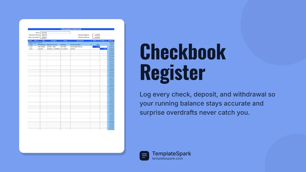 Checkbook Register Checkbook Register