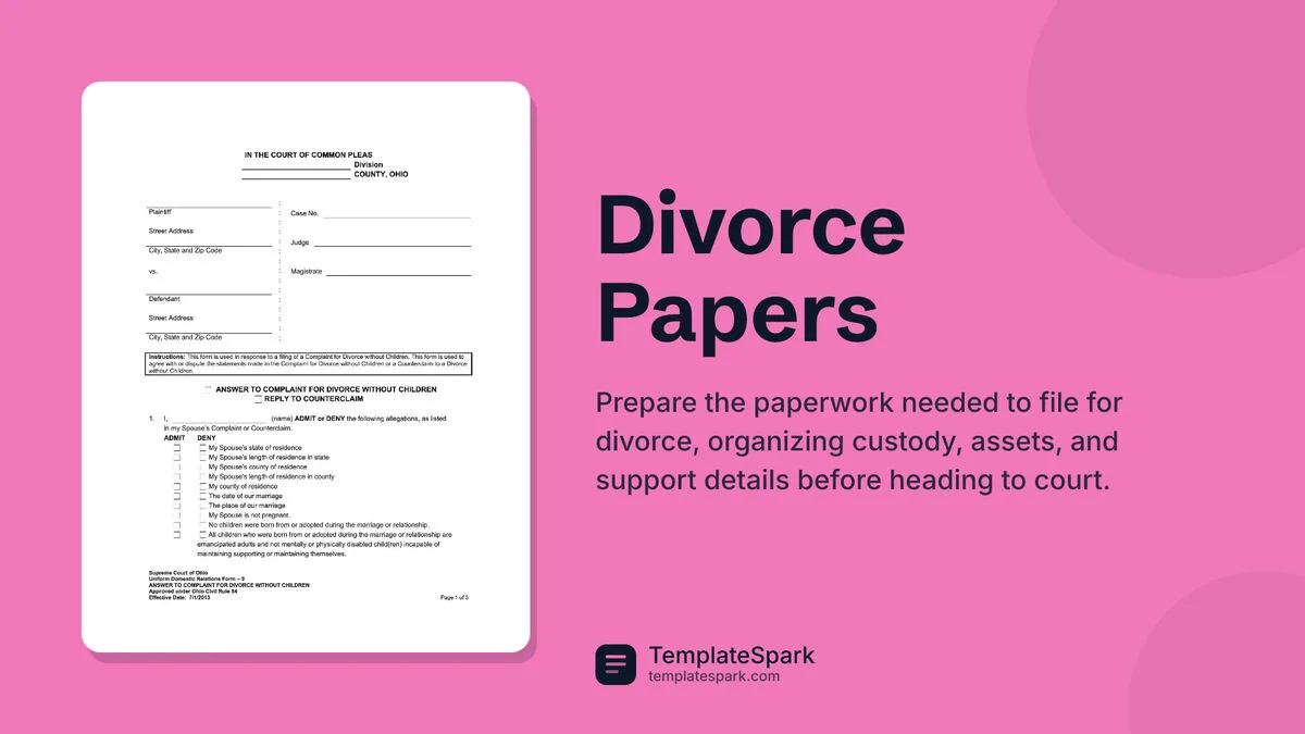 Divorce Papers Divorce Papers