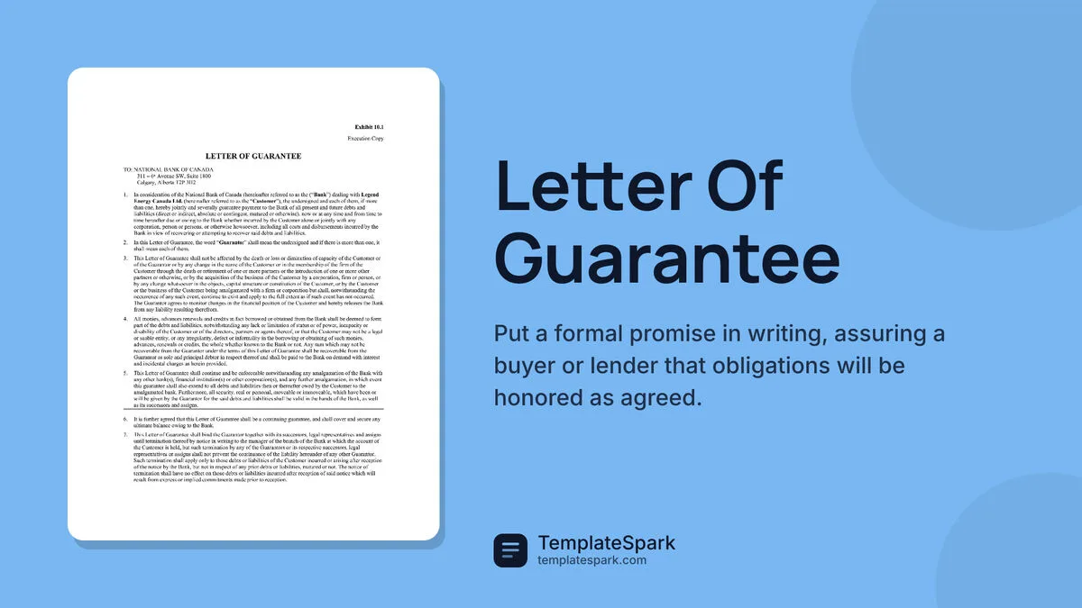 Letter Of Guarantee Letter Of Guarantee