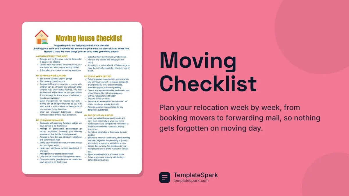 Moving Checklist Moving Checklist