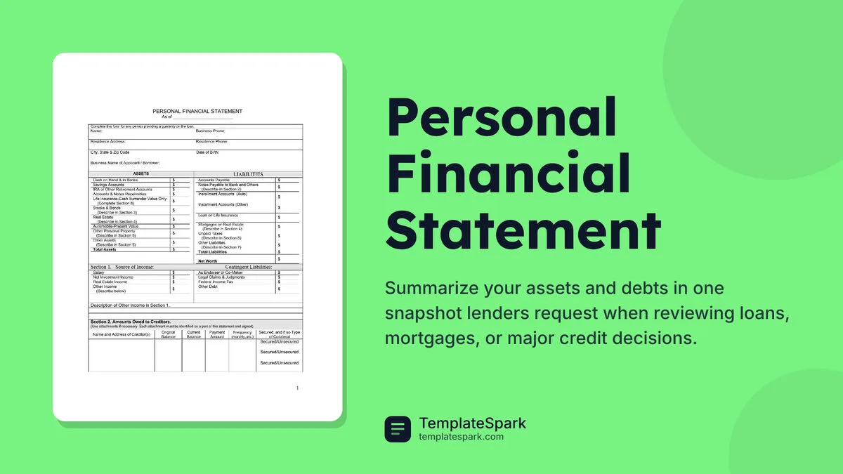 Personal Financial Statement Personal Financial Statement
