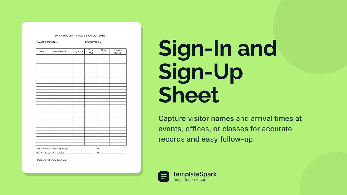 Sign-In and Sign-Up Sheet Sign-In and Sign-Up Sheet