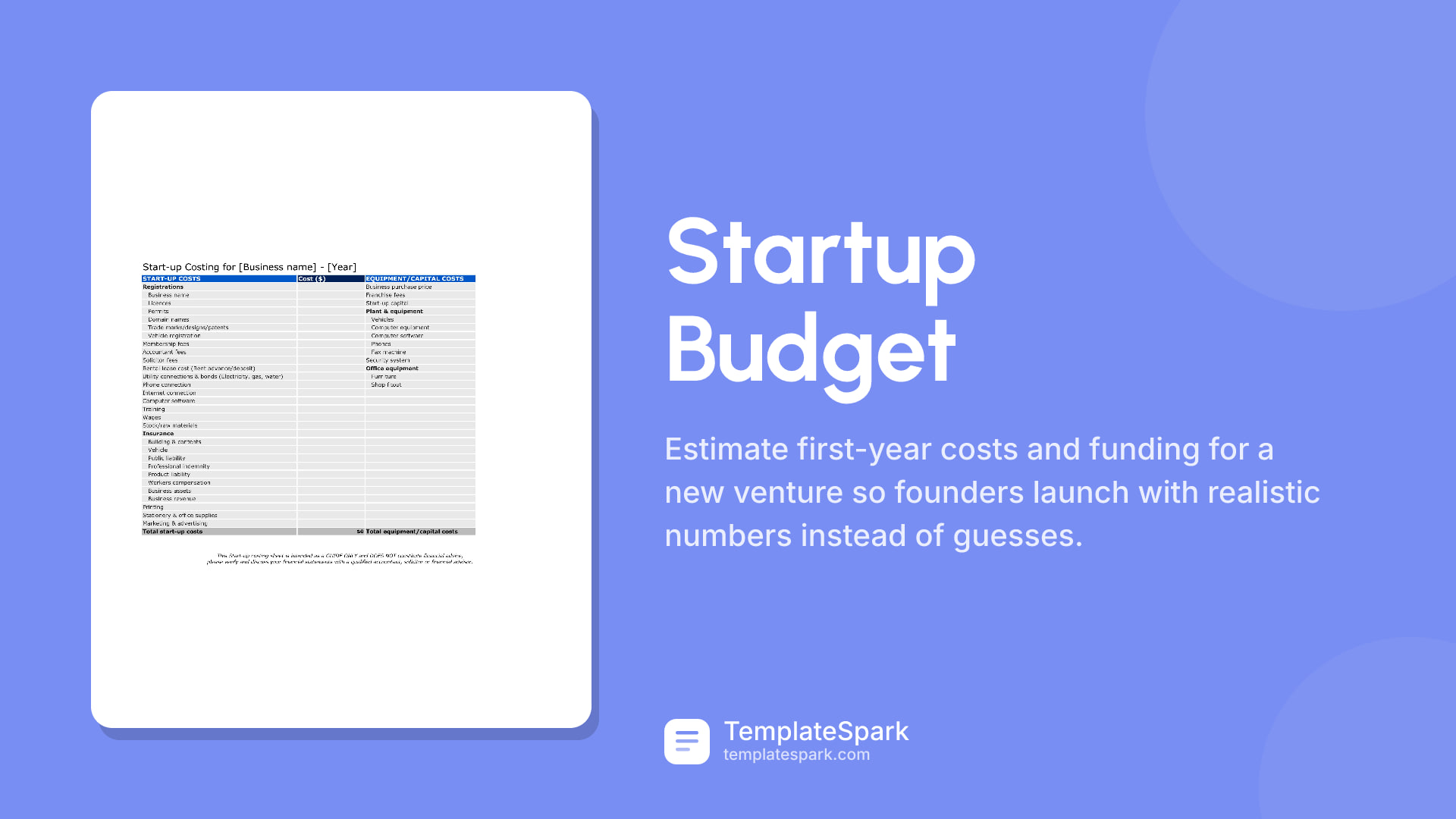 Startup Budget preview