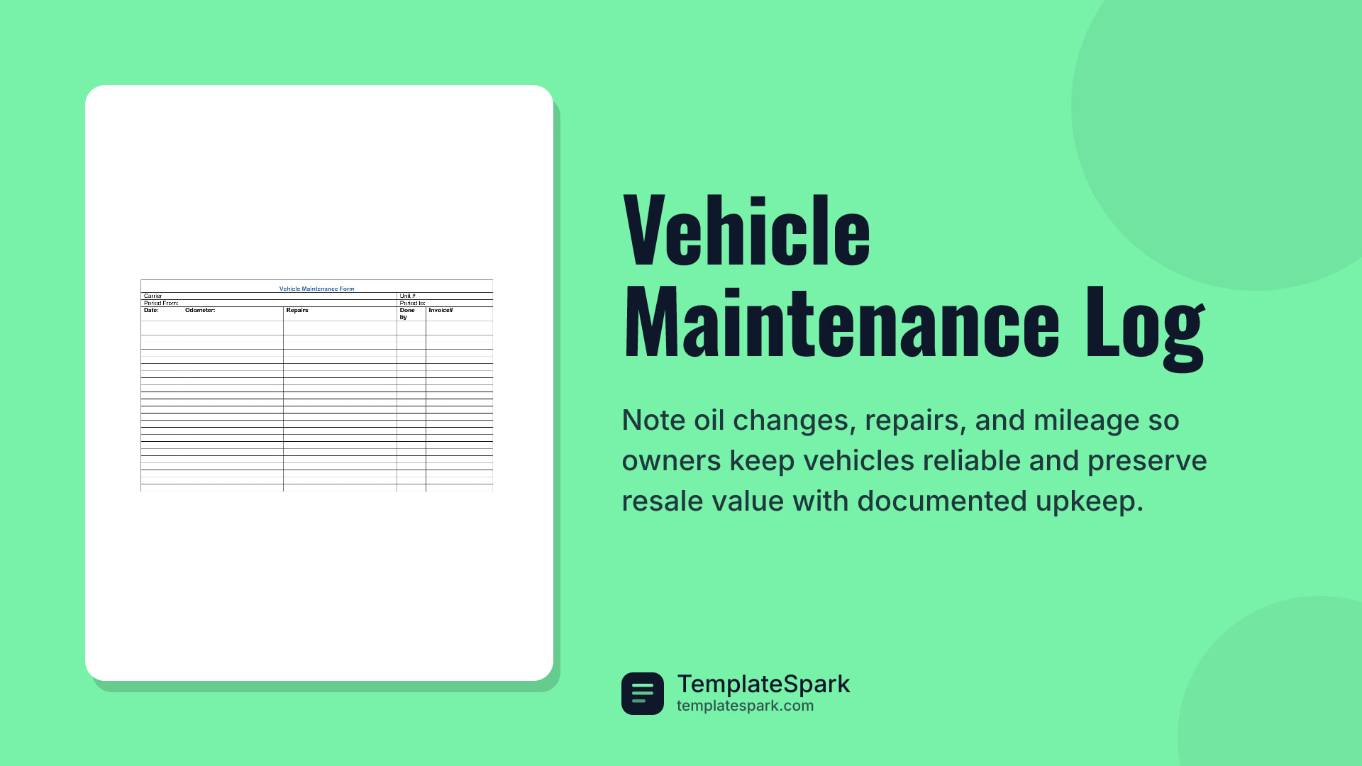 Vehicle Maintenance Log preview