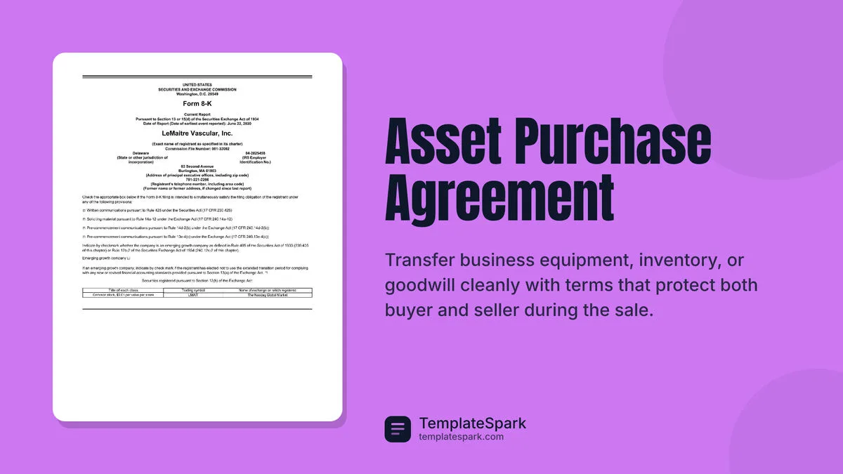 Asset Purchase Agreement Asset Purchase Agreement