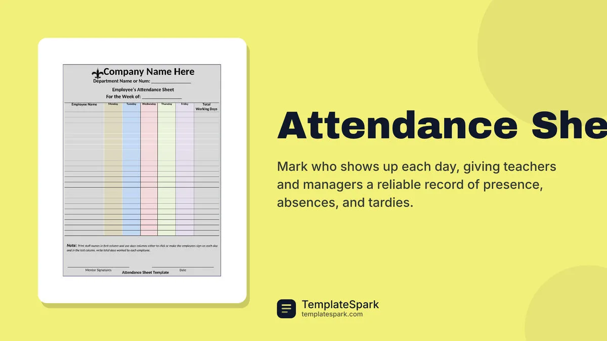 Attendance Sheet Attendance Sheet