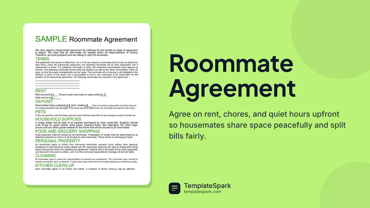 Roommate Agreement Roommate Agreement