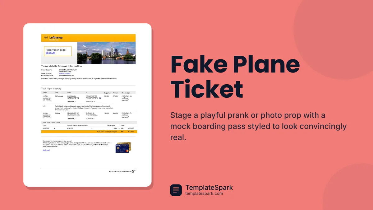 Fake Plane Ticket Fake Plane Ticket