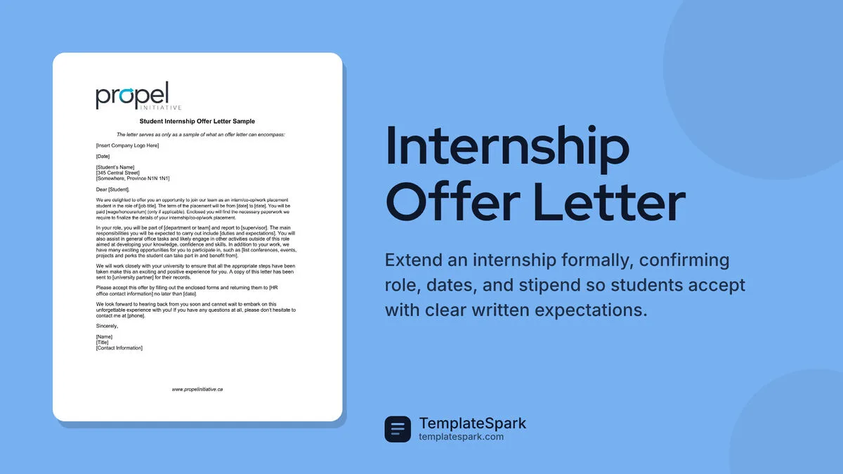 Internship Offer Letter Internship Offer Letter