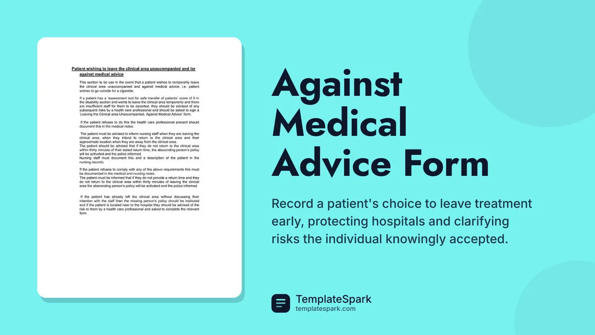 Against Medical Advice Form Against Medical Advice Form