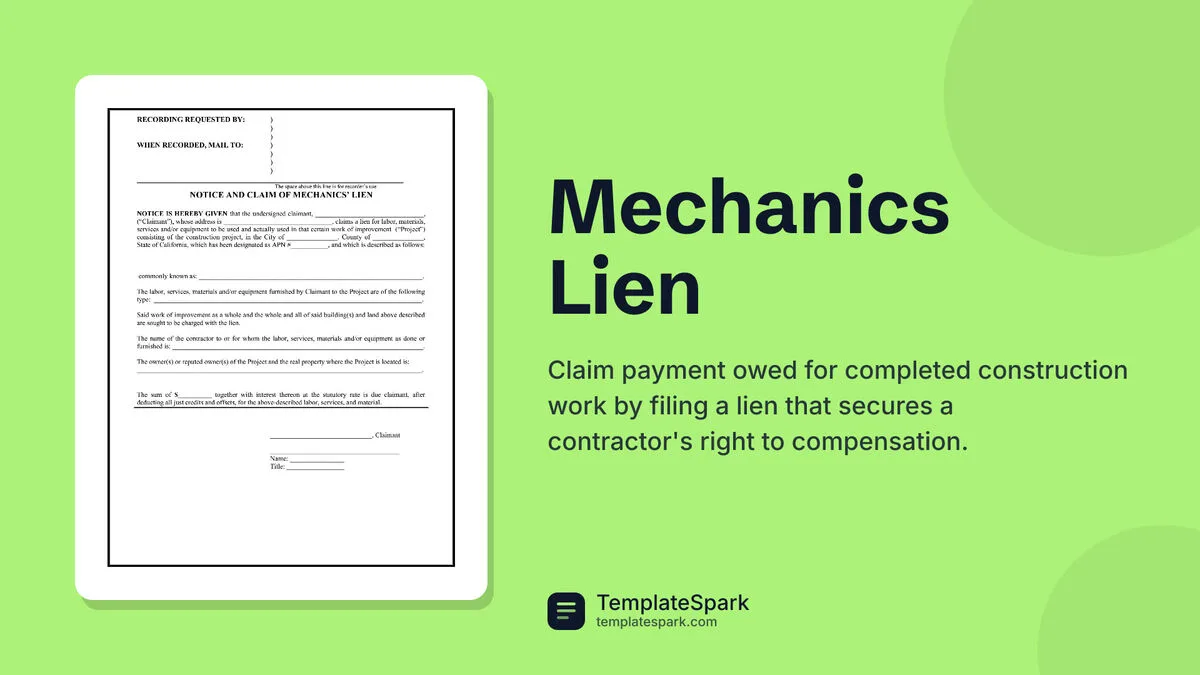 Mechanics Lien Mechanics Lien
